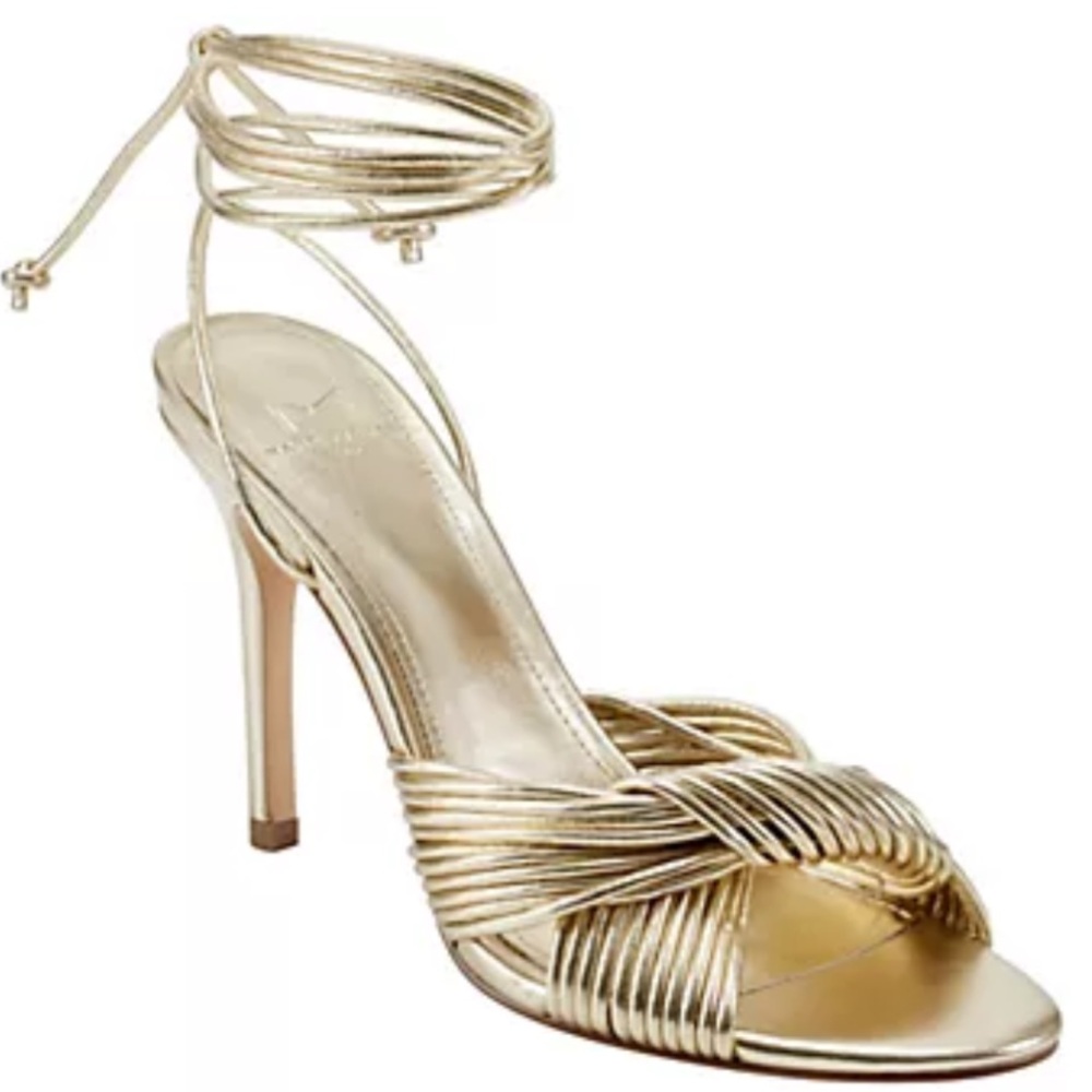 Marc Fisher Metallic Gold Strappy Heels